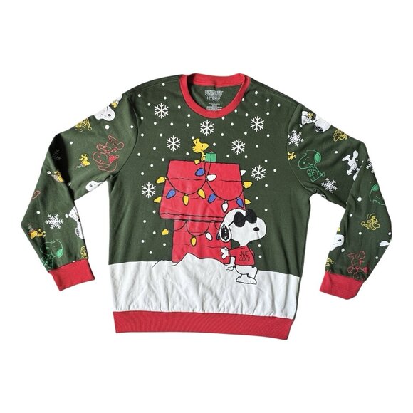 NWT Peanuts / Hybrid Apparel Snoopy Christmas Sweater Holiday Crewneck L - Picture 1 of 7